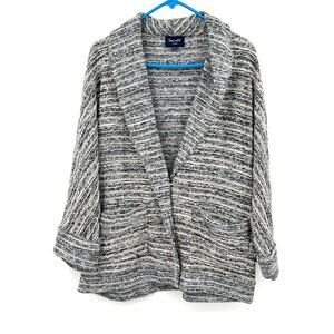 Splendid Size Large Jacket Black & White Knit Oversized Cuffed‎ Sleeve Pockets